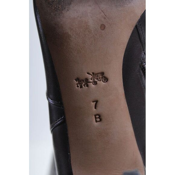 Coach Womens Leather Gold Tone Heel Knee High Roma Boots Brown Size 7 B - Picture 5 of 5